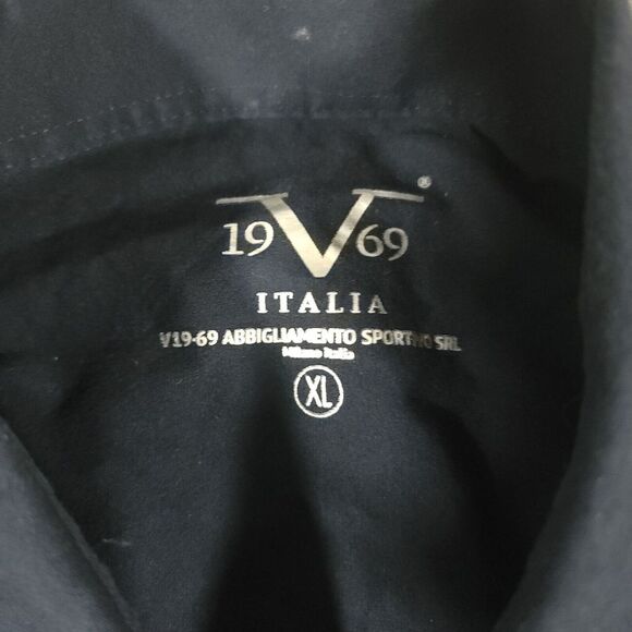 VERSACE 19V69 ITALIA Shirt Mens XL Navy Long Sleeve Snap Button Up Pockets - Picture 6 of 9